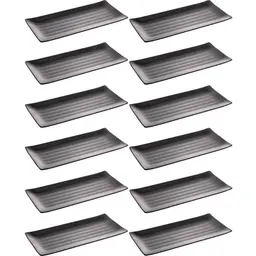 Kit 12 Travessas para Servir Sushi Sashimi Melamina 35x16cm