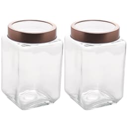 Kit 2 Potes de Vidro com Tampa Metal Rose Gold 1,7L Porta Ma