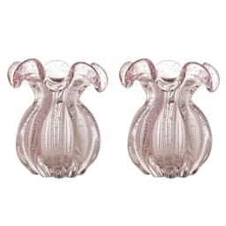 Kit 2 Vasos de Vidro Decorativos Murano Italy 13x17cm Lyor Rosa Claro