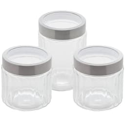 Kit 3 Porta Mantimentos de Vidro Sydney Lyor 870ml e 1,2L Pote com Tampa Inox