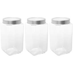 Kit 3 Potes de Vidro 1,7L Tampa Metal Lyor Gastro Prata Port