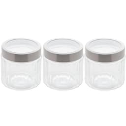Kit 3 Potes de Vidro Borossilicato Porta Mantimentos Lyor 870ml cada Tampa Inox Sydney