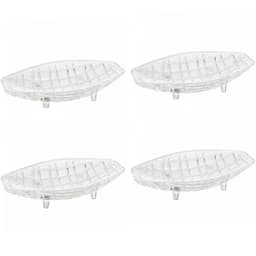 Kit 4 Centro de Mesa Cristal Deli Lyor 26x14x5,5cm Fruteira