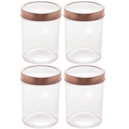 Kit 4 Potes de Vidro Lyor 500ml com Tampa de Acrílico Rosé G
