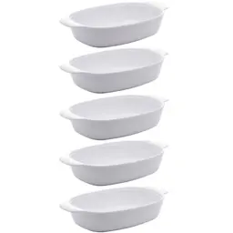 Kit 5 Travessas para Servir de Melamina Branca 23cm com Alça