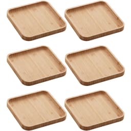 Kit 6 Bandejas de Bambu Squaze Lyor 17x17cm Pratos Quadrados