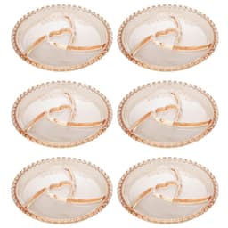 Kit 6 Petisqueiras Coração Cristal Lyor Âmbar Prato para Servir Petiscos Frios Entradas