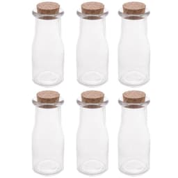 Kit 6 Porta Temperos de Vidro 200ml com Tampa de Rolha Lyor para Decorar e Guardar Especiarias