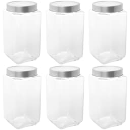 Kit 6 Potes de Vidro 1,7L Tampa Metal Lyor Gastro Prata Port