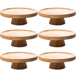 Kit 6 Pratos para Bolo com Pedestal Bambu 20cm Padaria Confeitaria Boleiras Pequenas