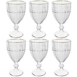Kit 6 Taças Cristal 330ml Fio de Ouro Imperial Lyor Avulsa Servir Sucos Água Drinks Mesa Posta