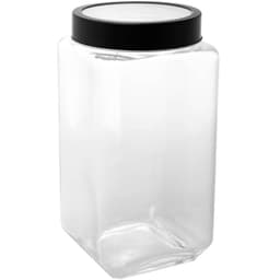 Pote de Vidro Lyor 2,2L Tampa de Metal Preta Porta Mantiment