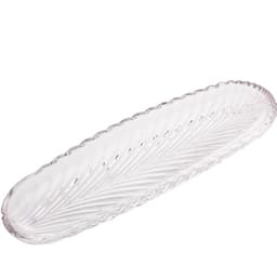Prato Decorativo de Cristal Leaf 39x14x3cm Lyor Travessa Bandeja de Aparador