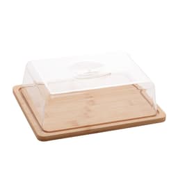 Queijeira de Bambu com Tampa de Plástico Prato Porta Frios R