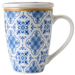 Xícara Caneca de Porcelana para Chá 310ml com Tampa e Infuso