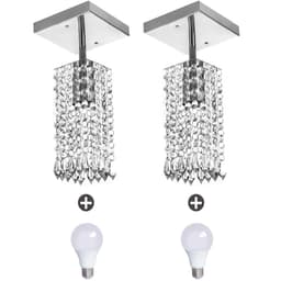 2 Lustres Clearcrillic Quadrado Cristal Acrílico + Lampada