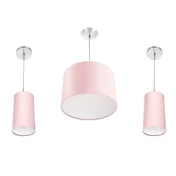 Kit Pendente Dome + 2 Pendente Cilindrica Rosa