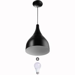 Lustre Pendente Gota Pequena Alumínio 21cm Preto + Lampadas
