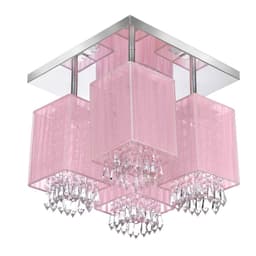 Lustre Plafon Quadclear Organza Quadrado Rosa Maravilhoso
