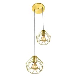 Pendente Diamante Aramado Duplo Dourado com Dourado Fabuloso