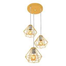 Pendente Diamante Aramado Triplo Amarelo com Prata Fabuloso