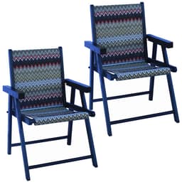 Kit 2 Cadeira Praia Dobrável Madeira Black-Chevron Vermelho