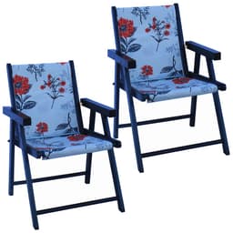 Kit 2 Cadeira Praia Dobrável Madeira Black-Cinza Floral