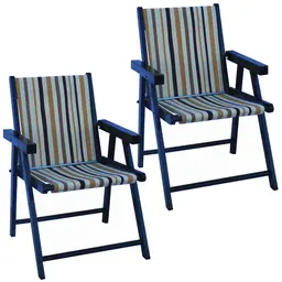 Kit 2 Cadeira Praia Dobrável Madeira Black-List Marrom