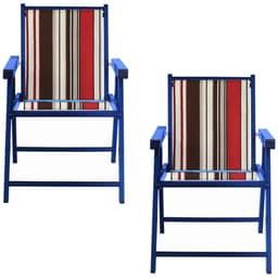 Kit 2 Cadeira Praia Dobrável Madeira Black-List Marrom/Vermelho