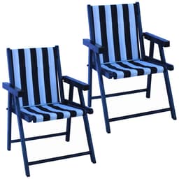 Kit 2 Cadeira Praia Dobrável Madeira Black-List Preto/Branco