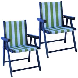 Kit 2 Cadeira Praia Dobrável Madeira Black-List Verde/Branco