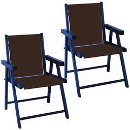 Kit 2 Cadeira Praia Dobrável Madeira Black-Marrom