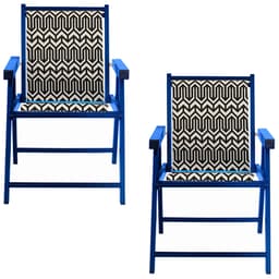 Kit 2 Cadeira Praia Dobrável Madeira Black-Retro