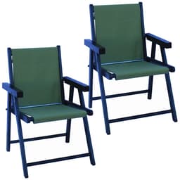 Kit 2 Cadeira Praia Dobrável Madeira Black-Verde