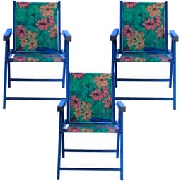 Kit 3 Cadeira Praia Dobrável Madeira Black-Arara