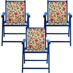 Kit 3 Cadeira Praia Dobrável Madeira Black-Floral