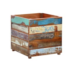 Vaso Cachepot 30x30cm em Madeira Maciça com Pátina