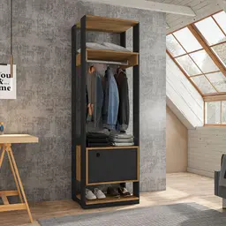 Guarda-Roupa Closet Titan 1 Porta Preto e Freijó