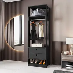 Guarda-Roupa Closet Titan 2 Gavetas Preto