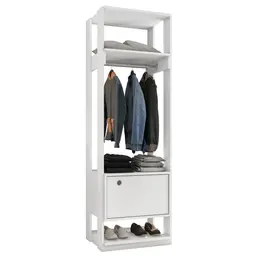 Módulo Guarda Roupa Closet 58cm Com 1 Porta Titan Branco Velluto - Móveis Leão