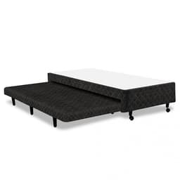 Base para Cama Box Solteiro Plume com Cama Auxiliar (25x88x188) Preta e Branca