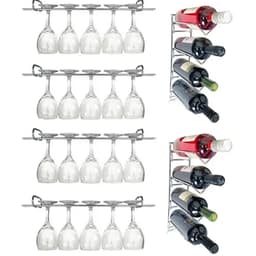 Conjunto de 4 Suportes 25cm para Taças e 2 Adegas de Parede