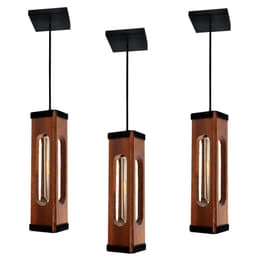 3 Luminária Pendente Indiana Moderno em Madeira com Lâmpada T30
