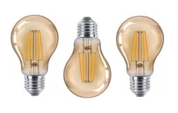 Kit 3 Lâmpada de Filamento LED A60 4W Âmbar 2200K Bivolt Retrô Vintage