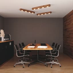 Luminária Perseu Teto 24w Bivolt Madeira Maciça com Spots