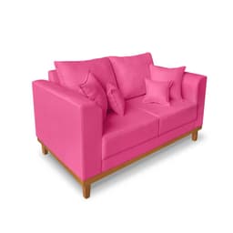 Sofá Sala de Estar 02 Lugares Beny Suede Rosa Madeira Estofados