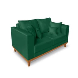 Sofá Sala de Estar 02 Lugares Beny Suede Verde Madeira Estofados