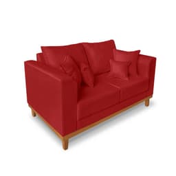 Sofá Sala de Estar 02 Lugares Beny Suede Vermelho Madeira Estofados