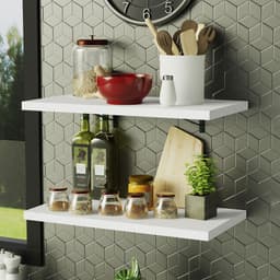 Kit 2 Prateleiras Suspensas para Cozinha Madesa 60 cm com Mão Francesa - Branco