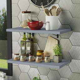 Kit 2 Prateleiras Suspensas para Cozinha Madesa 60 cm com Mão Francesa - Cinza